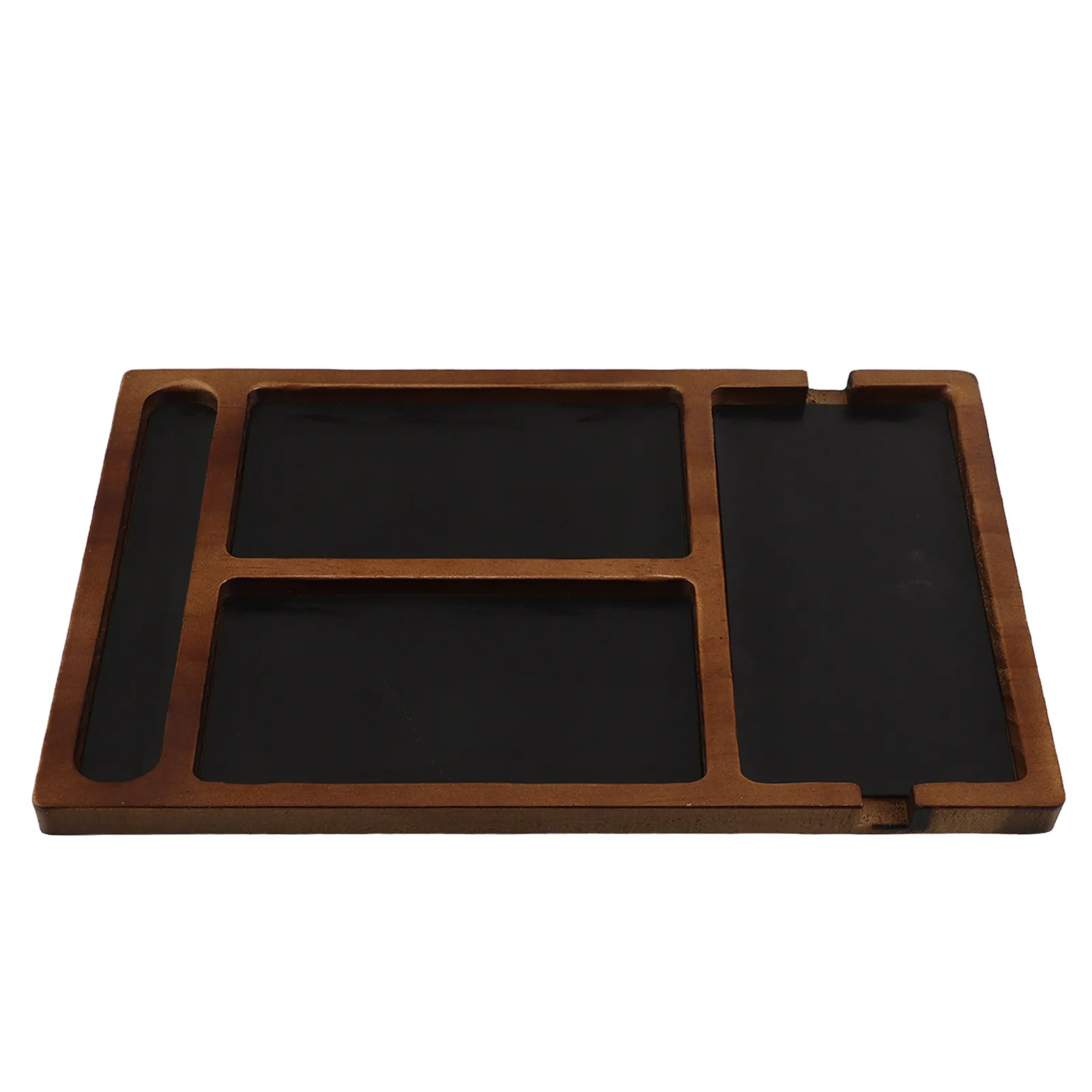 Divided Solid Wood Jewelry Tray Natural Finish Desk Organizer for Bedroom Nightstand Phone Keys Watch Sunglasses Storage view 4