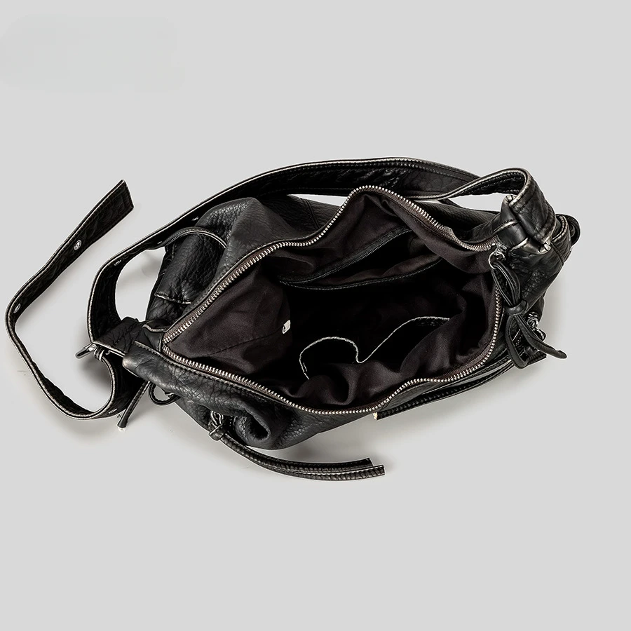 Strappy Punk Style Motorcycle Underarm Bag for Women Messenger Bag Large Capacity Soft PU Leather Female Shoulder Bag Handbag