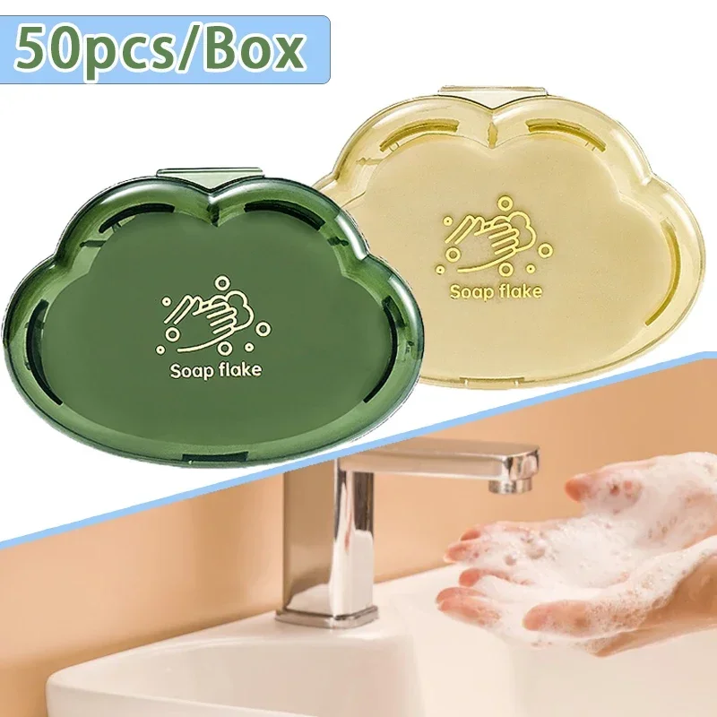 50/100Pcs Disposable Soap Paper Travel Portable Soap Sheets Creative Cloud Shape Scented Slice Pocket Soap Mini Hand Washing Box