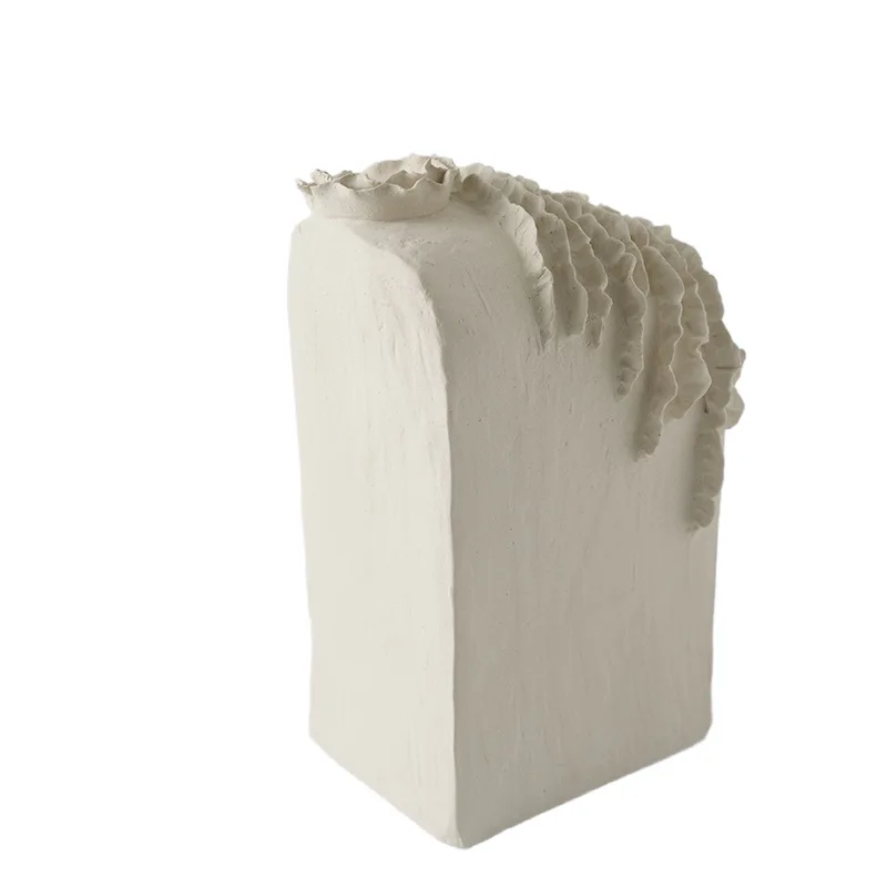 Wabi Sand antique beige ceramic open piece vase living room model room countertop creative flower ware model room ornament 2