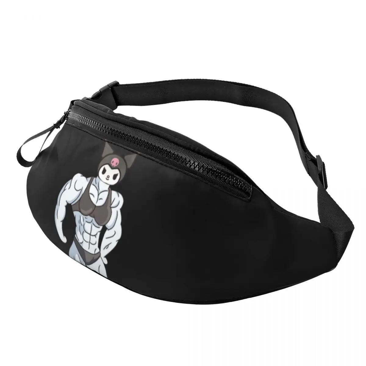 Homens e mulheres personalizados Kuromi Fanny Pack, bolsa de cintura crossbody para correr, bolsa de dinheiro do telefone