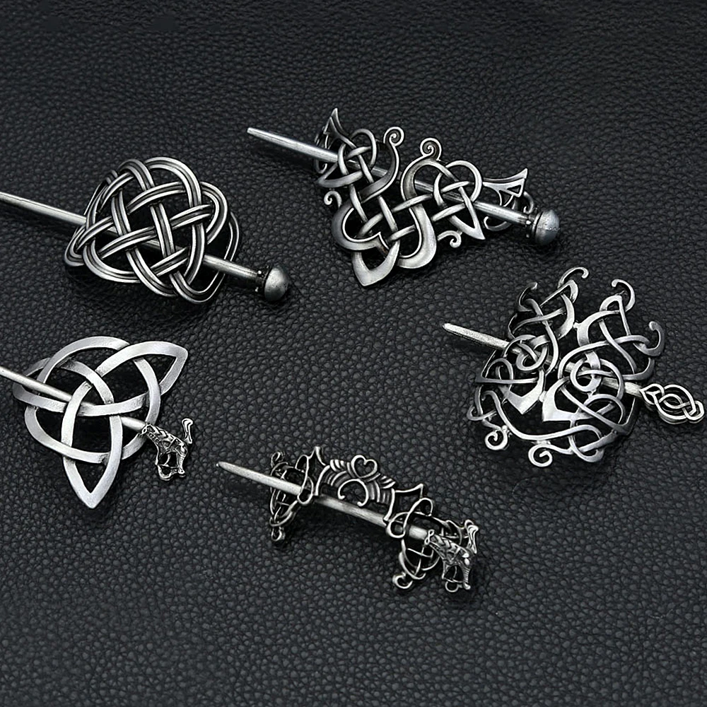 Nordic Vintage Viking Celtic Knot Hairpin Alloy Hair Accessory For Women & Men Simple Fashion Scandinavian Jewelry Party Gifts - view 2