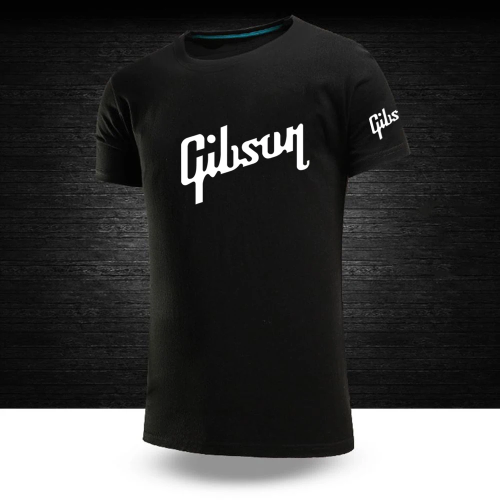 2024 Gibson Men New Brand Summer Ordinary Short Sleeve T Shirt Cotton Breathable Solid Color Printing Fashion Tops