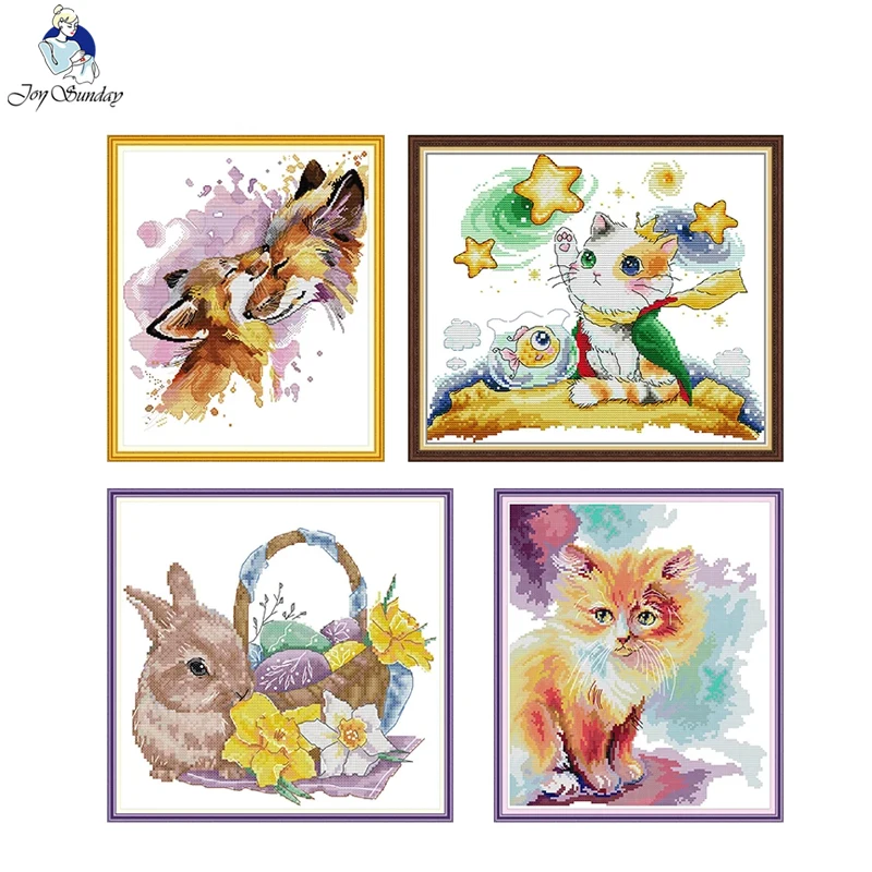 Joy Sunday piccola figura Cartoon Animal Cross Stitch kit 16/14/11CT ago e filo cucito fai da te ricamo a mano Set Home Decor