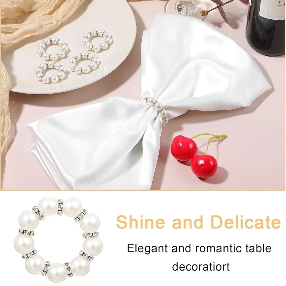 Pearl Napkin Rings Imitation Pearl Beaded Rhinestone Napkin RingJAS