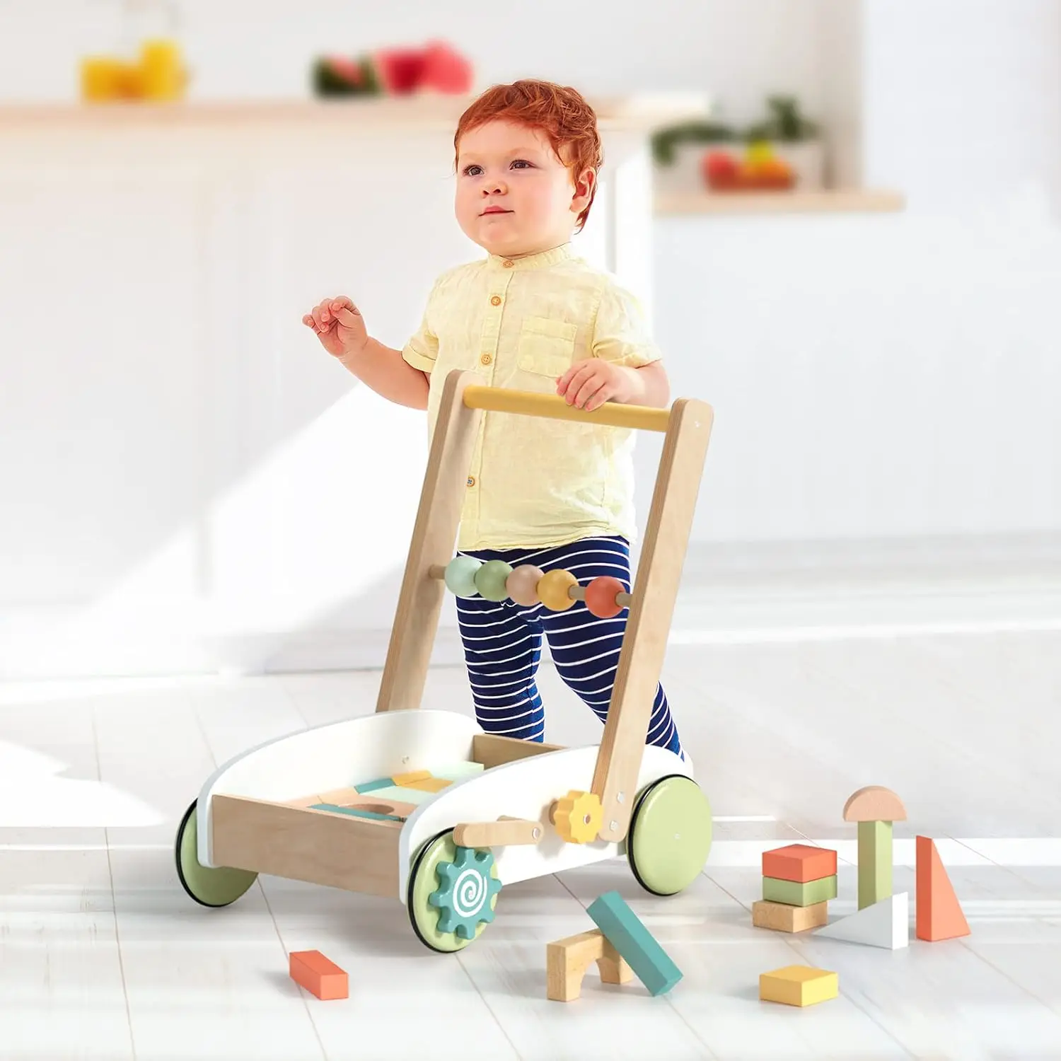 Robottime Robud Baby Push Rollator Speelgoed Met Blokken Baby Learning Rollator Peuter Push Speelgoed Voor 1 2 3 Jaar Oud