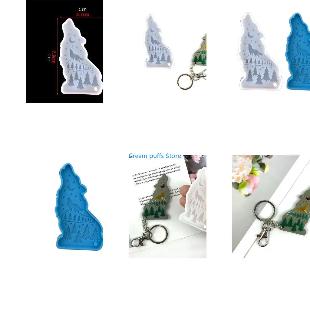 50LE Wolf Keychain Mold Resin Mold Wolf Animal Silicone Mold for DIY Resin Crafts