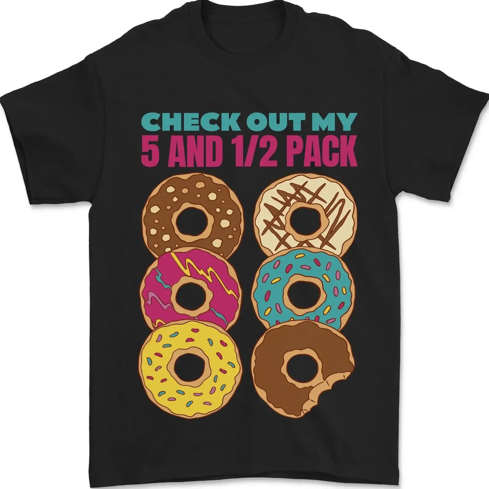 Lustiges Donut Check Out My 5 1 2 Pack Essen Fitness Herren T Shirt 100 Baumwolle vintage Washed Versatile Casual Slightly
