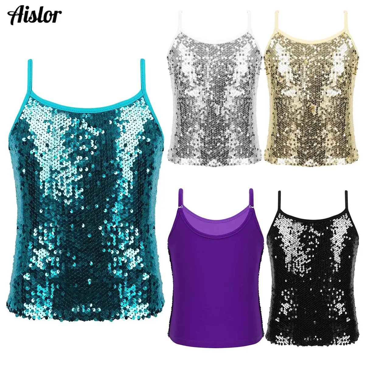 

Детские блестящие топы с блестками для девочек, майка, джазовые блузки, топ для балета, танцев, выступлений, одежда для девочек, уличная одежда