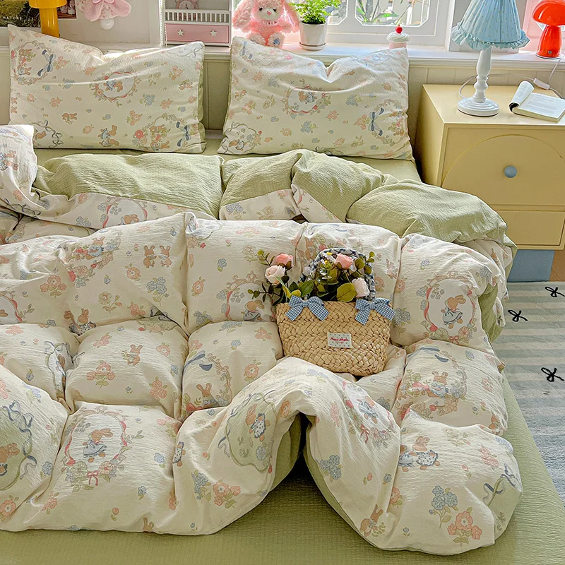 1pc Double-layer Gauze Duvet Cover Cartoon Style Quilt Cover for Home Single/Queen/King Size housse de couette (No Pillowcase)