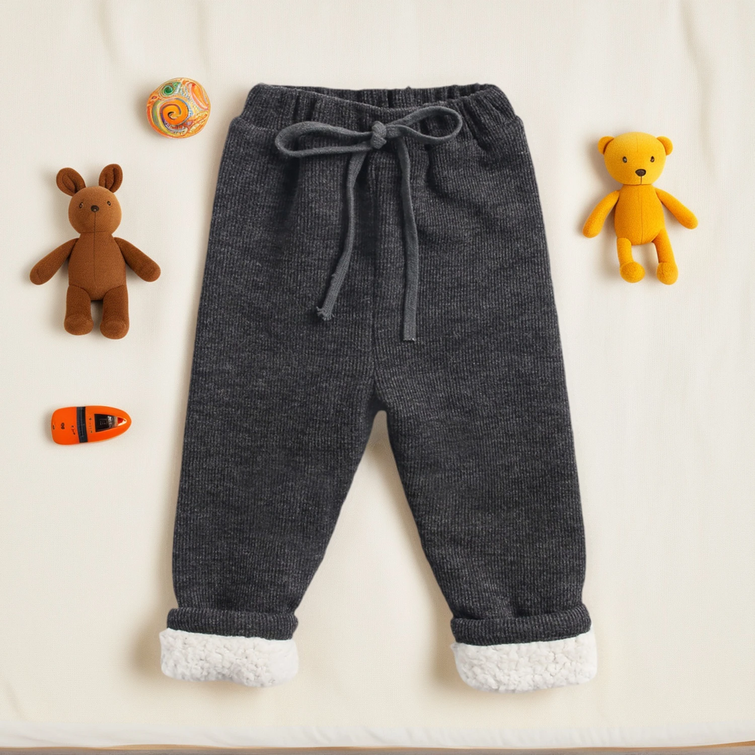 Sanlutoz Fashion Winter Little Kids Boys Girls Long Pants Soft Warm Children Trousers Cute Unisex Clothing Cute