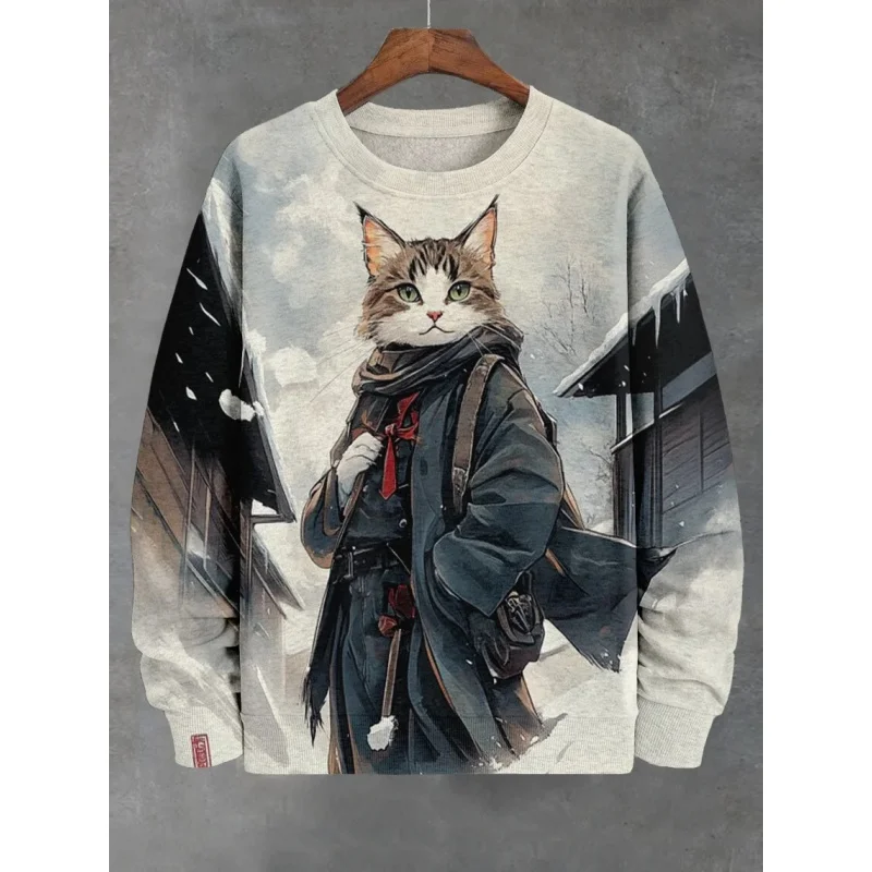

3D Print Fashion Cats Pattern Men's Round Neck Hoodies Autumn Daily Casual Harajuku Style Sweatshirt Oversize Creative Pullovers
