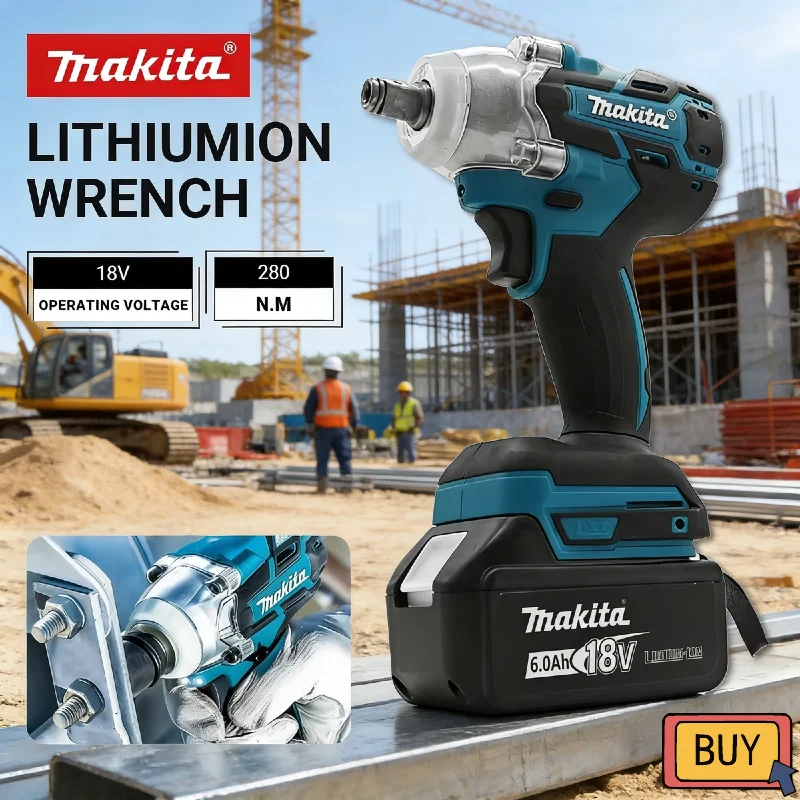 

Аккумуляторный ударный гайковерт Makita DTW600, 280 Нм, высокомоментный, бесщеточный, электрический, перезаряжаемый, 18В, для авторемонта, электроинструмент