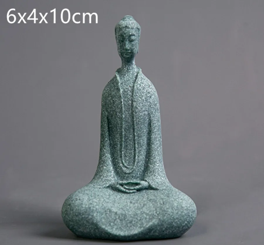 Garden Buddha Stone Statue Mini Buddhist Monks Tibetan Buddhism Figurines Zen Garden Ornament Meditation Aquarium Decoration