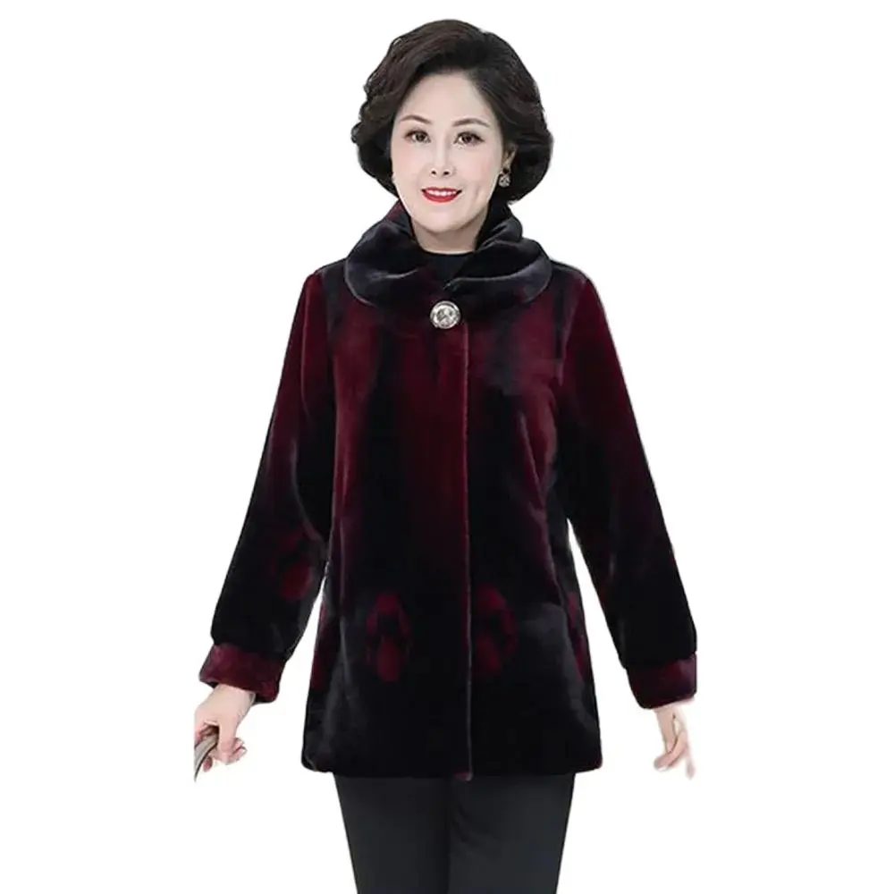 

Fur Middle-aged And Elderly Women's One-piece Coat Fashion Winter Coat Imitation Mink Velvet Warm Loose Coat Female Tide.