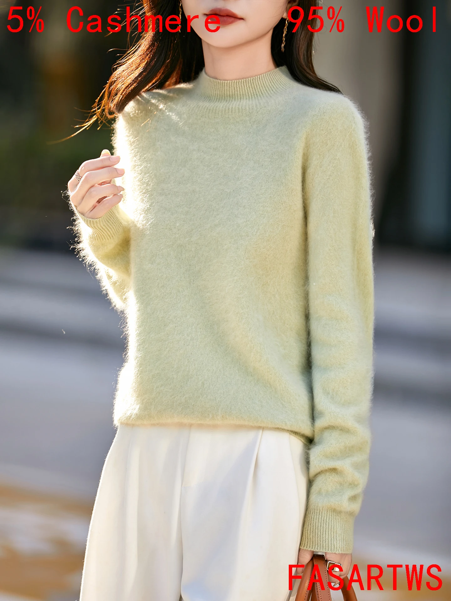 Autunno Inverno New Chic Maglione di cashmere Donna Mezza altezza Collo di lana Maglia a maniche lunghe Pullover Soffice High-end Morbido FashionTop