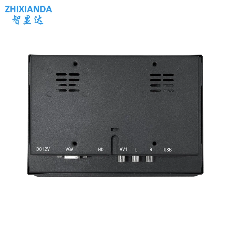 ZHIXIANDA 7 Inch 1024*600 TFT Metal Panel Mount Screen Monitor PC Industrial Embedded Display VGA HDMI BNC AV Input Speaker