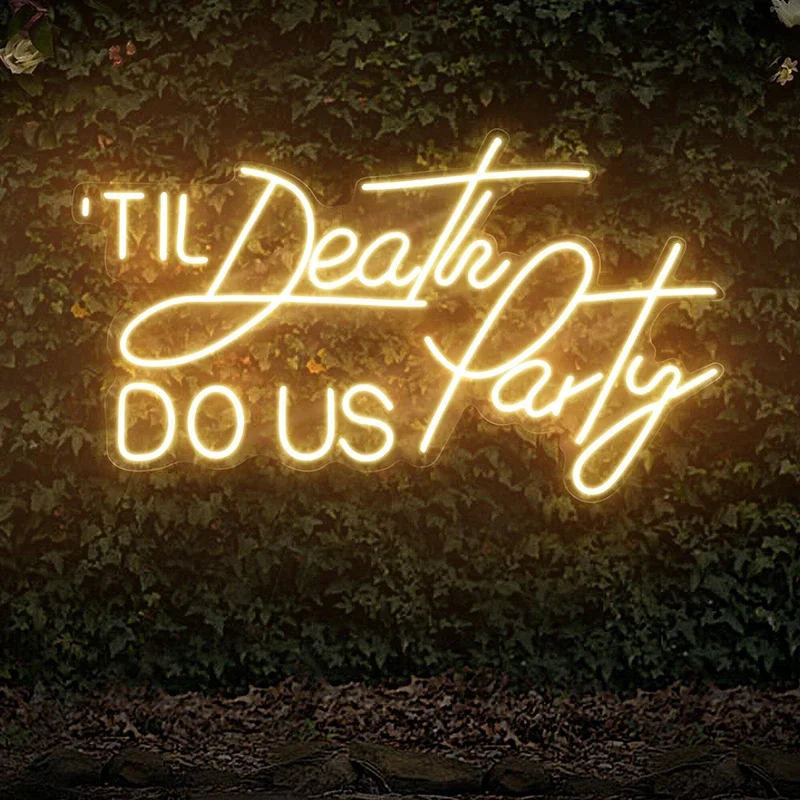 Tile Death Do Us Party Neon Sign Custom Home Bedroom Wall Decor Led Neon Light Wedding Party Event Signage Decoration Neon Signs