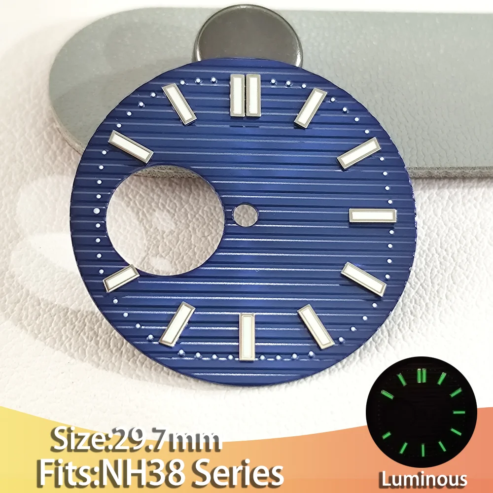 29.7mm Watch Dial Suitable for NH 38 Movement C3 Green Luminous Men's Watches Dials Accessories Parts Can DIY Custom logo  ﻿
