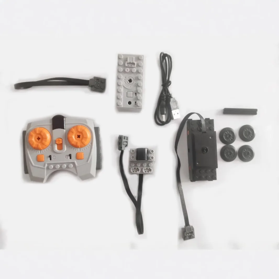 Bloques de construcción MOC de potencia compatibles, Motor de tren PF, polea, placa base, accesorios, juego de baterías de litio
