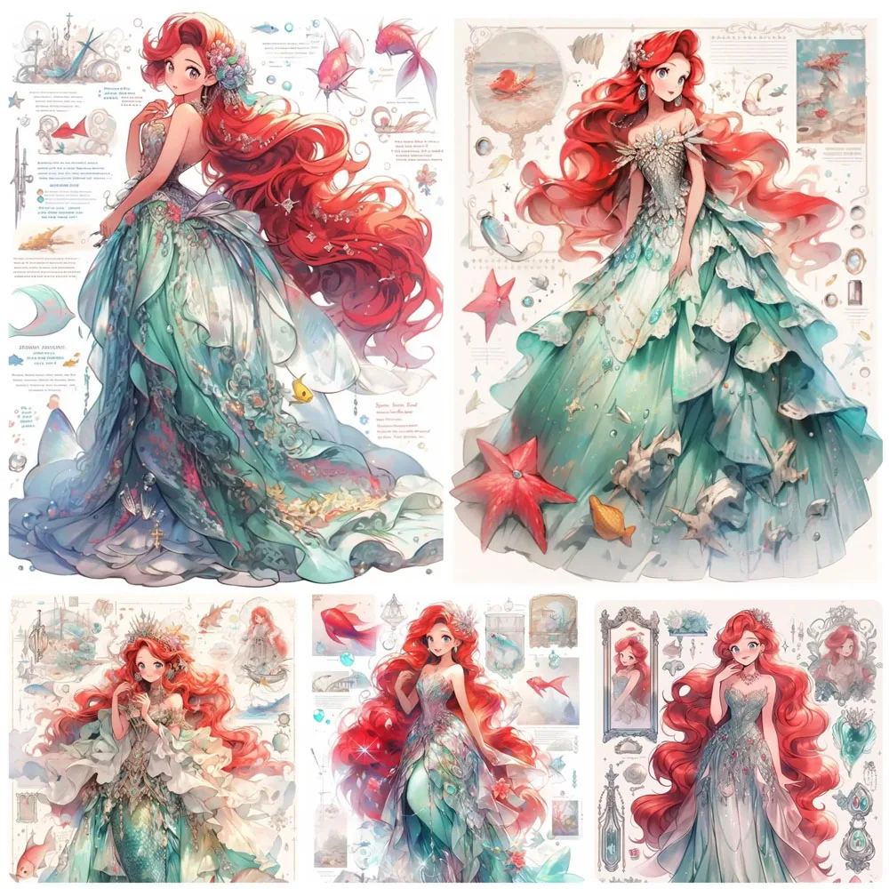 

Алмазная 5D живопись «сделай сам», красивая русалка, круглая, квадратная, мультяшная девушка, Принцесса Ариэль, алмазная вышивка, украшение для дома