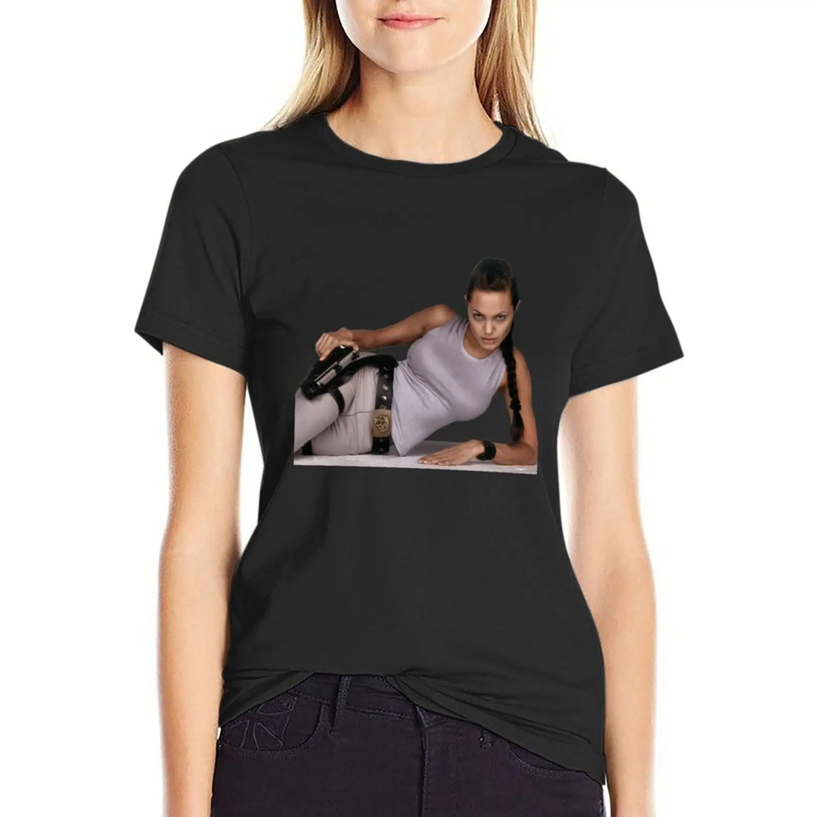 Angelina Jolie as Lara Croft Tomb Raider T-Shirt Aesthetic clothing sweat Female clothing t shirts for Women loose fit