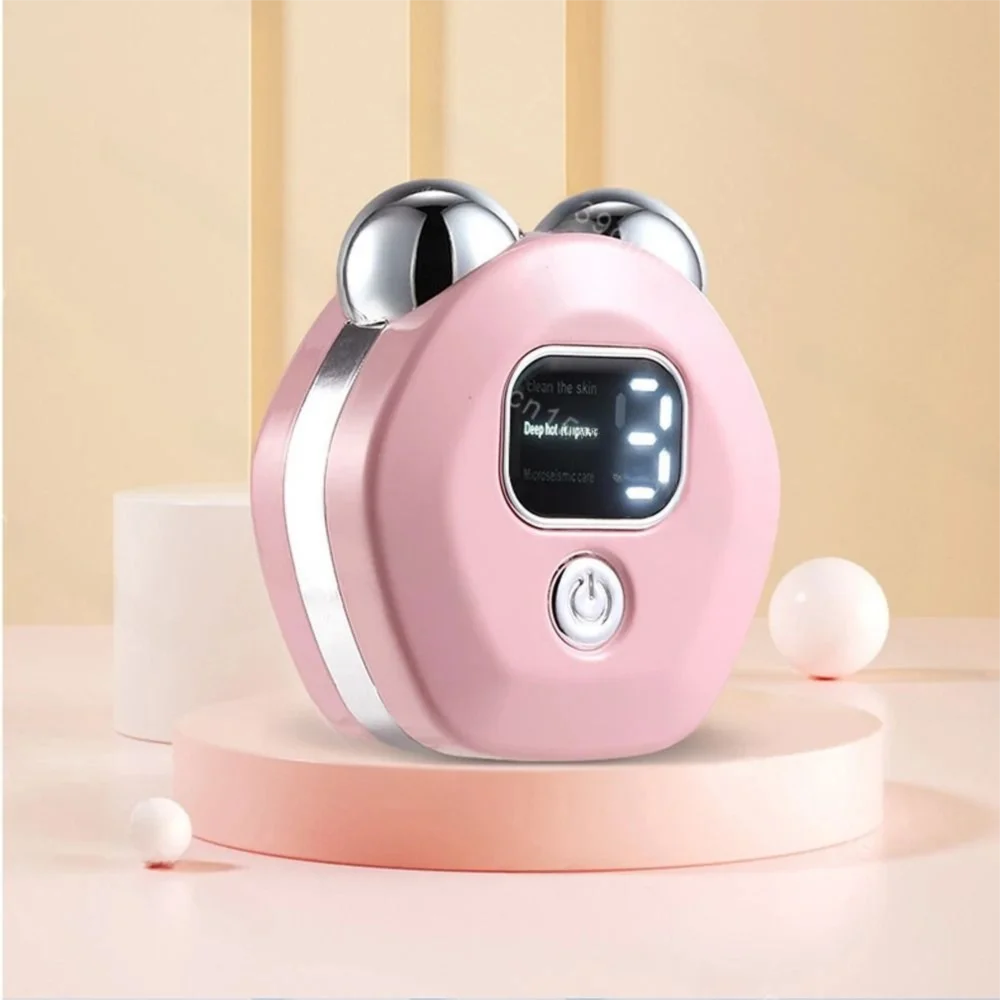 เครื่องนวดหน้าไฟฟ้า 3 ระดับ EMS ไมโครเคอร์เรนท์ พร้อมระบบความร้อนและการสั่นสะเทือน อุปกรณ์เสริมความงามสำหรับผิวหน้า ปรับระดับการดูแลผิวได้