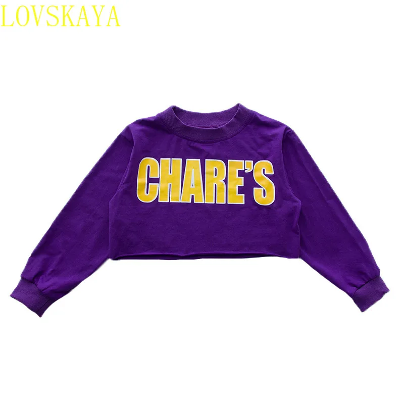 Children's Hip-hop Clothing Long Sleeved Short Top Sportswear Jogging Pants Girls Jazz Dance Performanceclothing Street Clothing