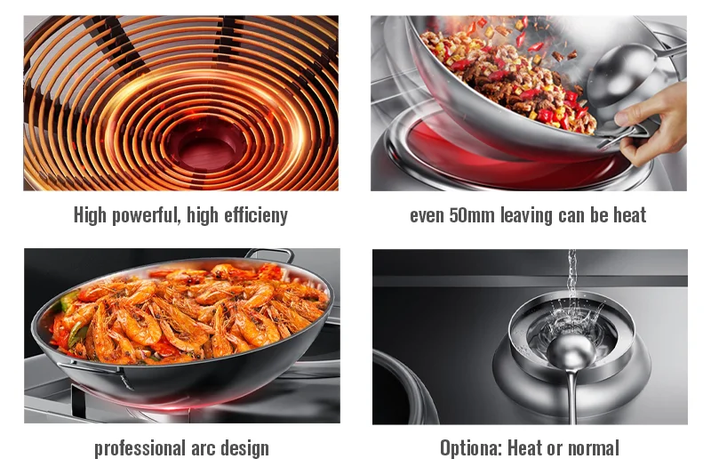 Commercial High-Power Single Burner Induction Wok Stove Cooker Stainless Steel Asian Kitchen Equipment