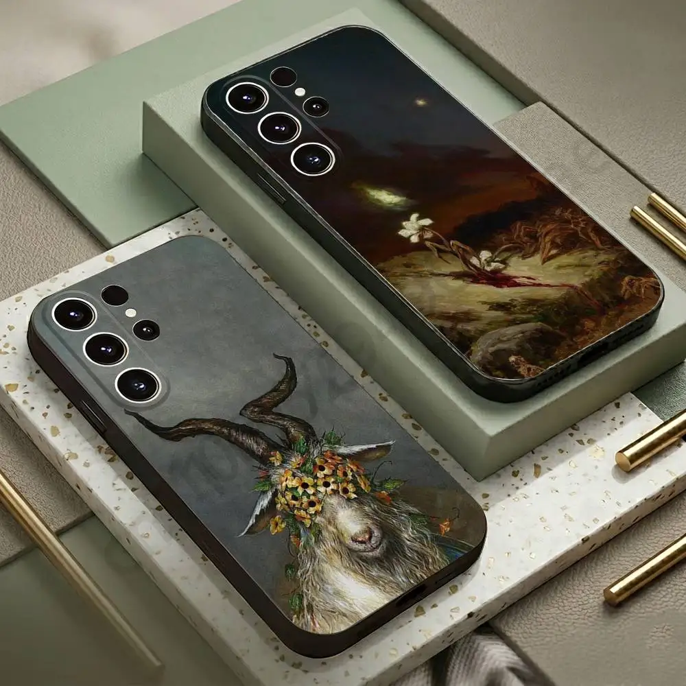 Classical Aesthetic Art Phone Case For Samsung S20,21,22,23,24,25,26 Ultra,Plus,Black Soft Cover
