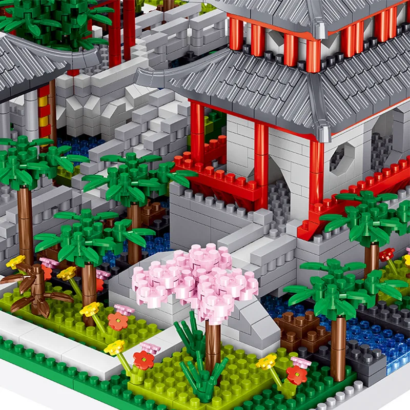 DIY Mini Building Blocks Classic and Famous Chinese Traditional Garden Suzhou Garden City Street View Bricks For Adult Toy