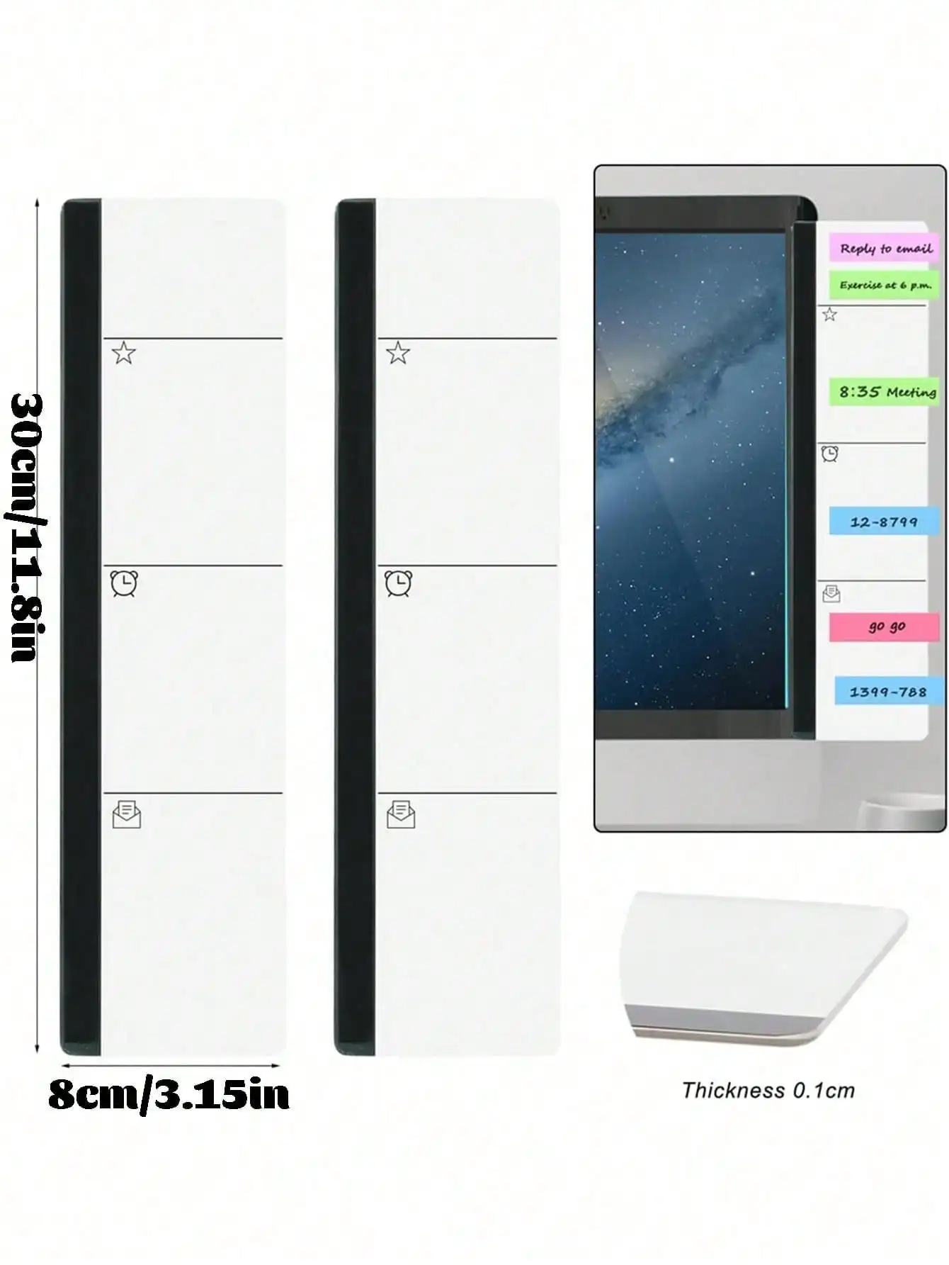 1/2pcs Acrylic Computer Monitor Side Panel Message Board Transparent Display Notepad Holder for Office And Home Left And Right