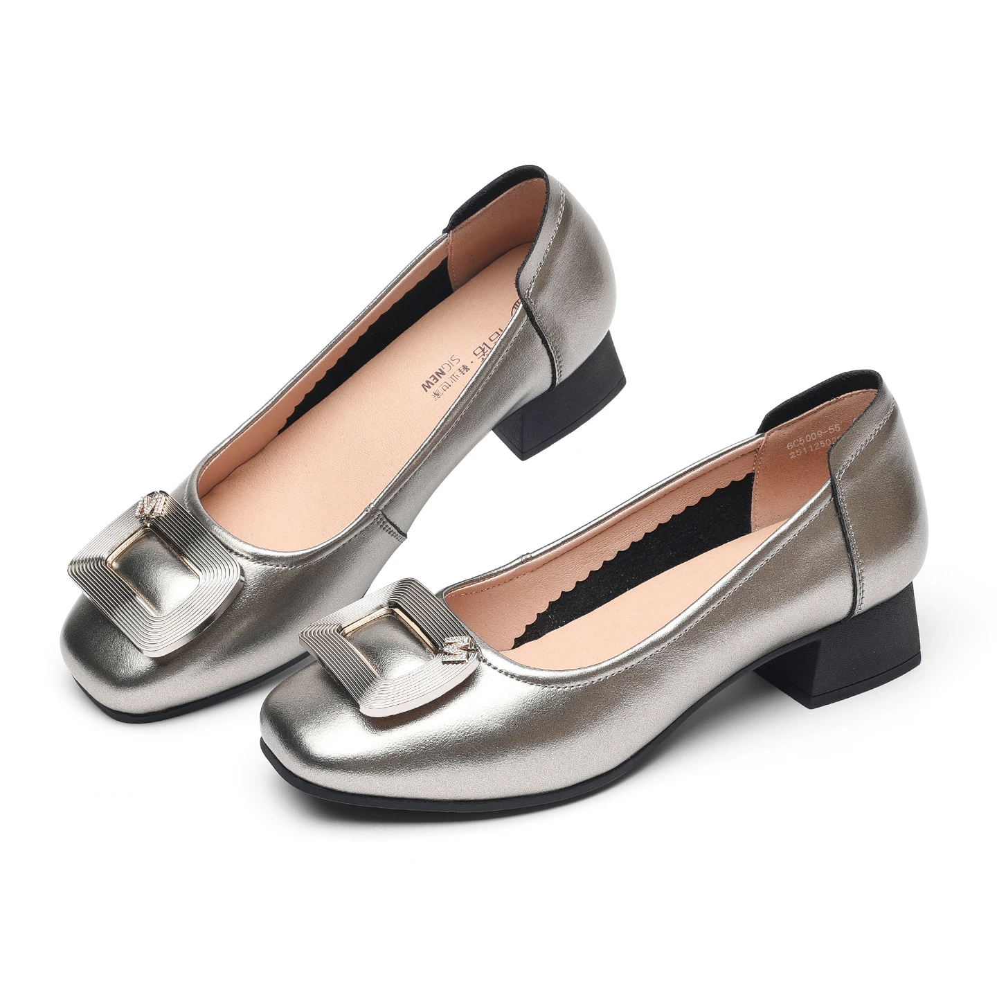 

Женские туфли из натуральной кожи на массивном каблуке, лоферы с металлической пряжкой и квадратным носком, удобные нескользящие рабочие туфли на мягкой подошве для повседневной носки