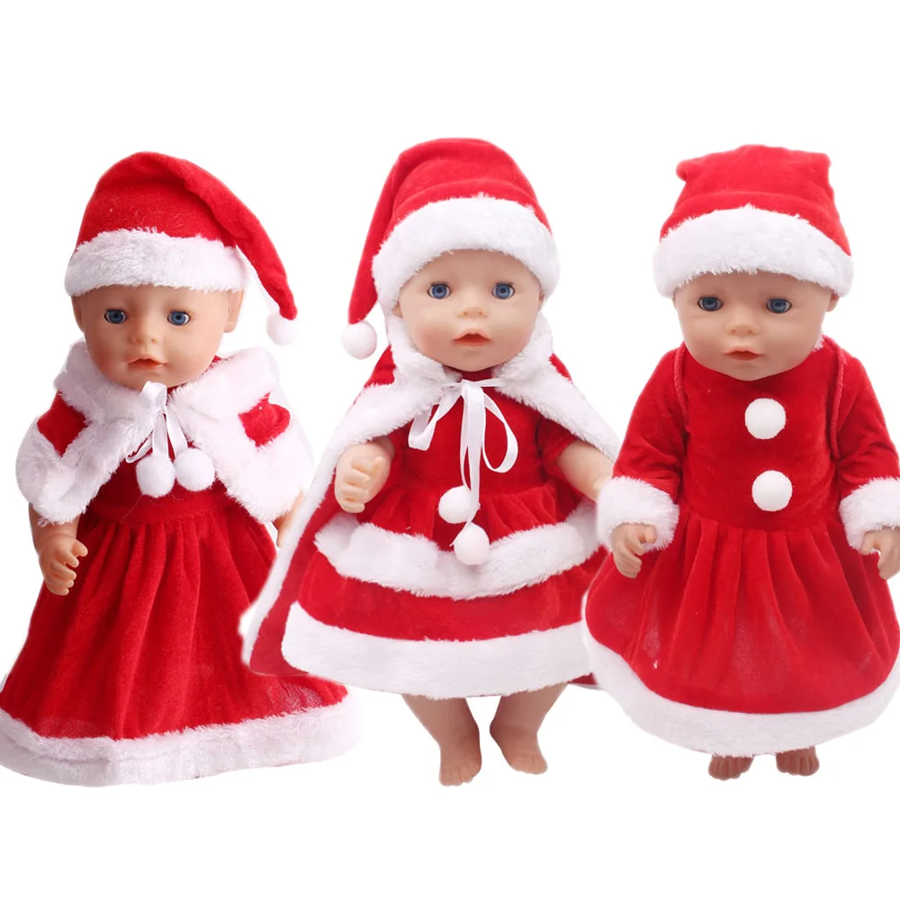 43 Cm Newborn Baby American Doll Girl Christmas Dress + Cape Boy Girl Christmas Dress Photography Holiday And Birthday Presents
