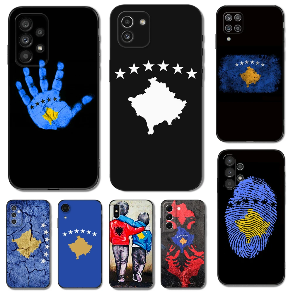 Black tpu Case For Samsung galaxy S23 S22 S20 S21 FE PLUS ultra+S10 E lite cover Kosovo National Flag