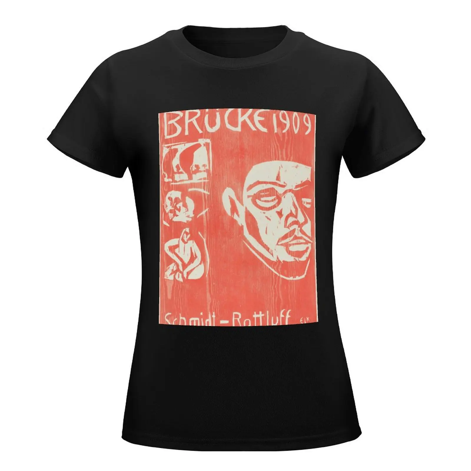 Cover of the Fourth Yearbook of the Artist Group the Brucke (1909) by Ernst Ludwig Kirchner T-Shirt vintage Women clothes