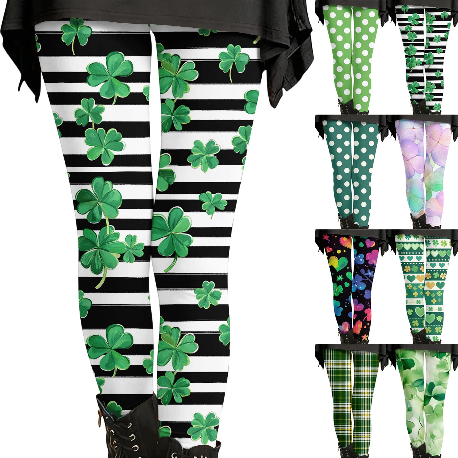 ใหม่เลกกิ้งพิมพ์ลายวันเซนต์แพทริคสำหรับสุภาพสตรี กางเกงโยคะแฟชั่นสำหรับผู้หญิง ฤดูใบไม้ผลิ ฤดูใบไม้ร่วง กางเกงลำลองสำหรับผู้หญิง