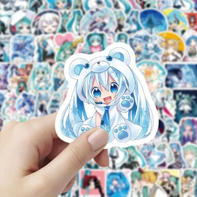

100pcs Hatsune Miku anime cute peripheral Japanese stickers Kawaii cartoon HD DIY mobile phone decoration stickers wholesale