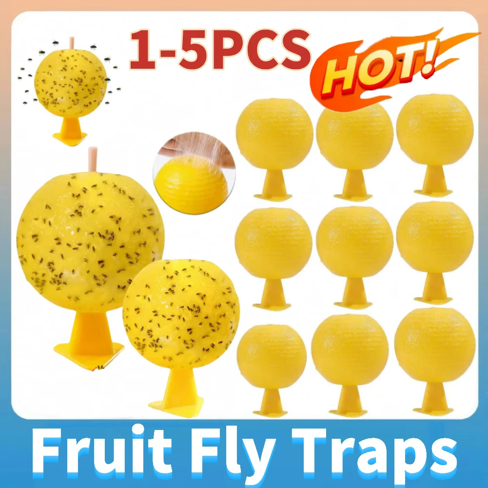 Trampa para moscas de la fruta, esfera adhesiva para atrapar moscas de los cítricos, trampa para mosquitos amarillos, trampa para insectos, 1-5 unidades