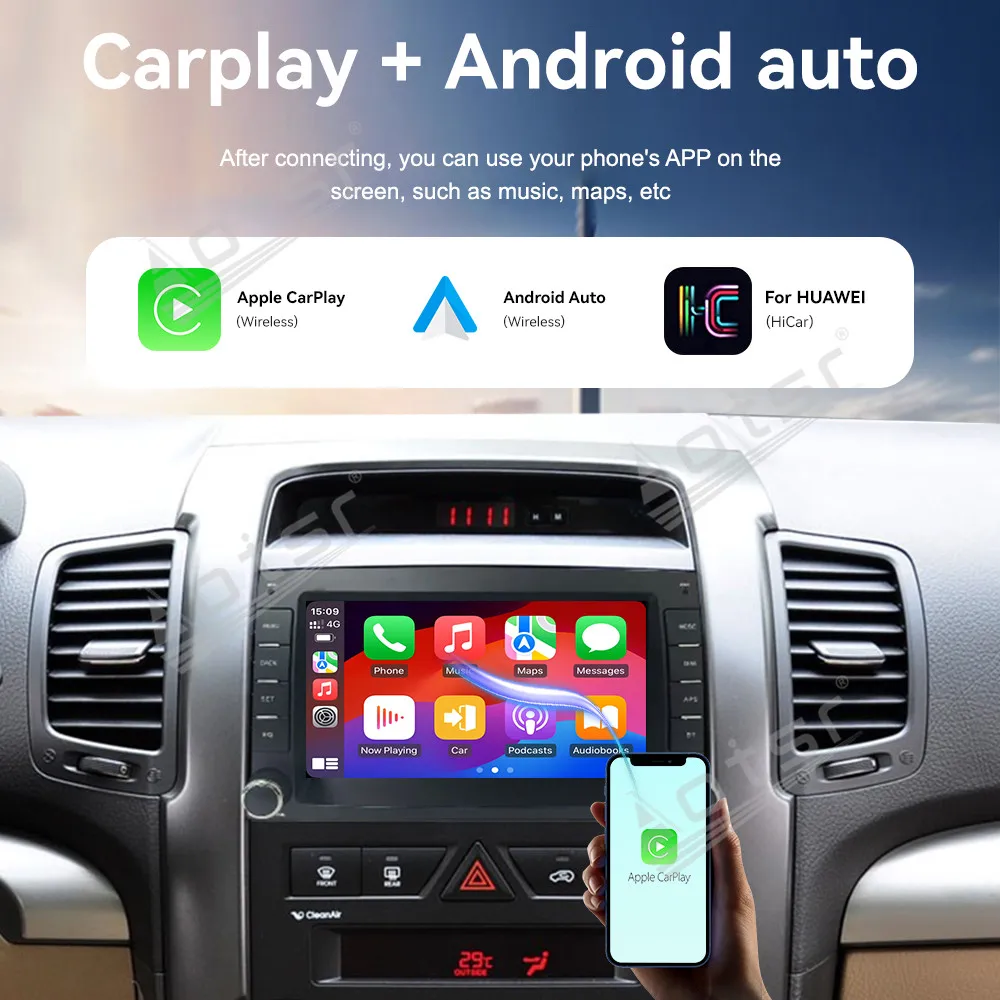 7 "أندرويد 14 لكيا سورينتو 2009-2012 ، نمط السيارة الأصلي لتحديد المواقع والملاحة Carplay راديو السيارة شاشة تعمل باللمس مشغل وسائط متعددة 4G #6