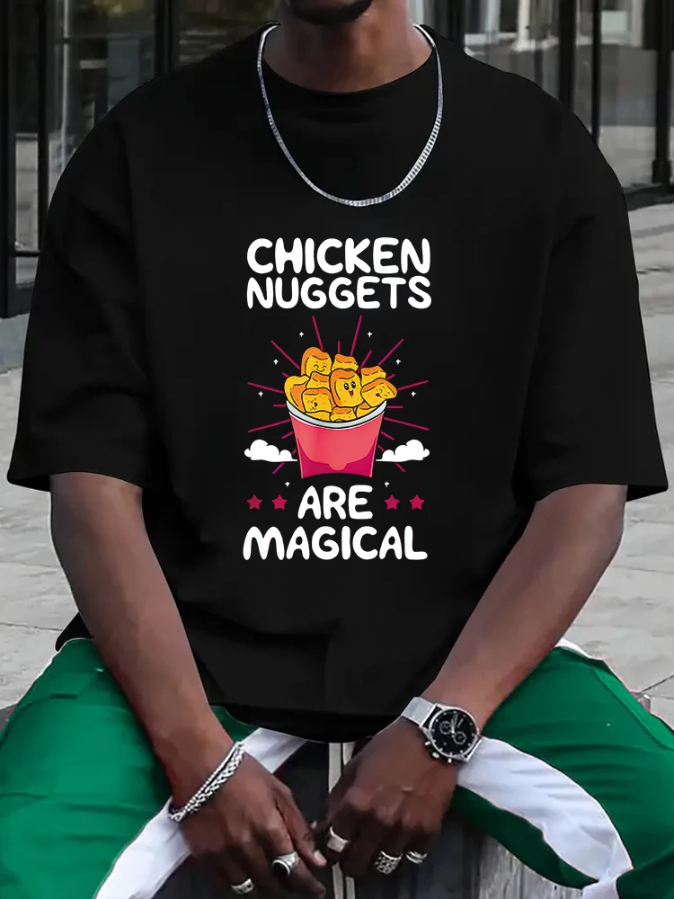 Chicken Nuggets Fans Nuggies Nug Eaters Lovers Men's T-shirt Short Sleeve Tees Loose Tee Tops T-shirt Man Tops New Men T shirt