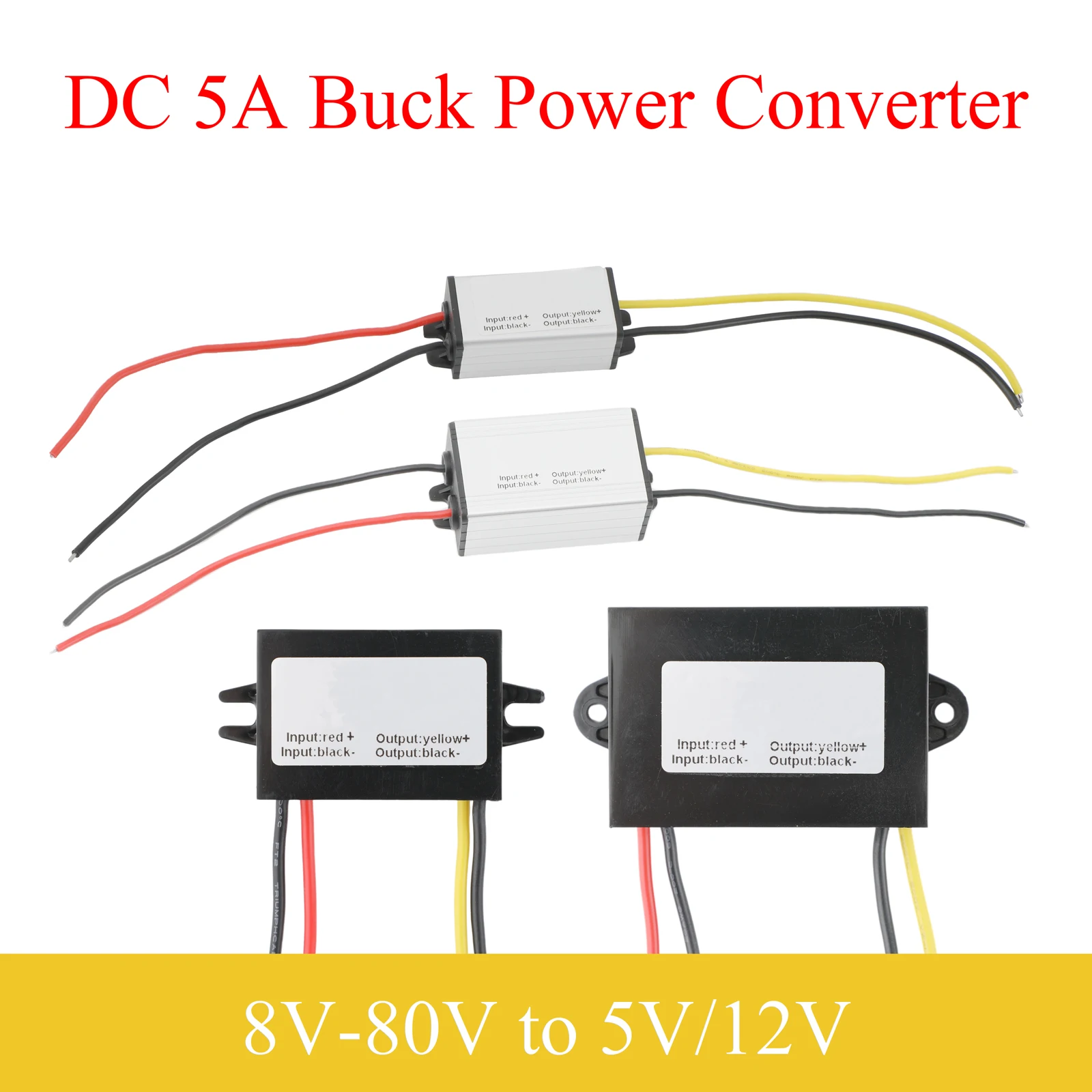 DC 8V-80V to 5V/12V DC Power Converter 5A Buck Regulator Step-Down Voltage Automotive Power Supply Moudle For Car