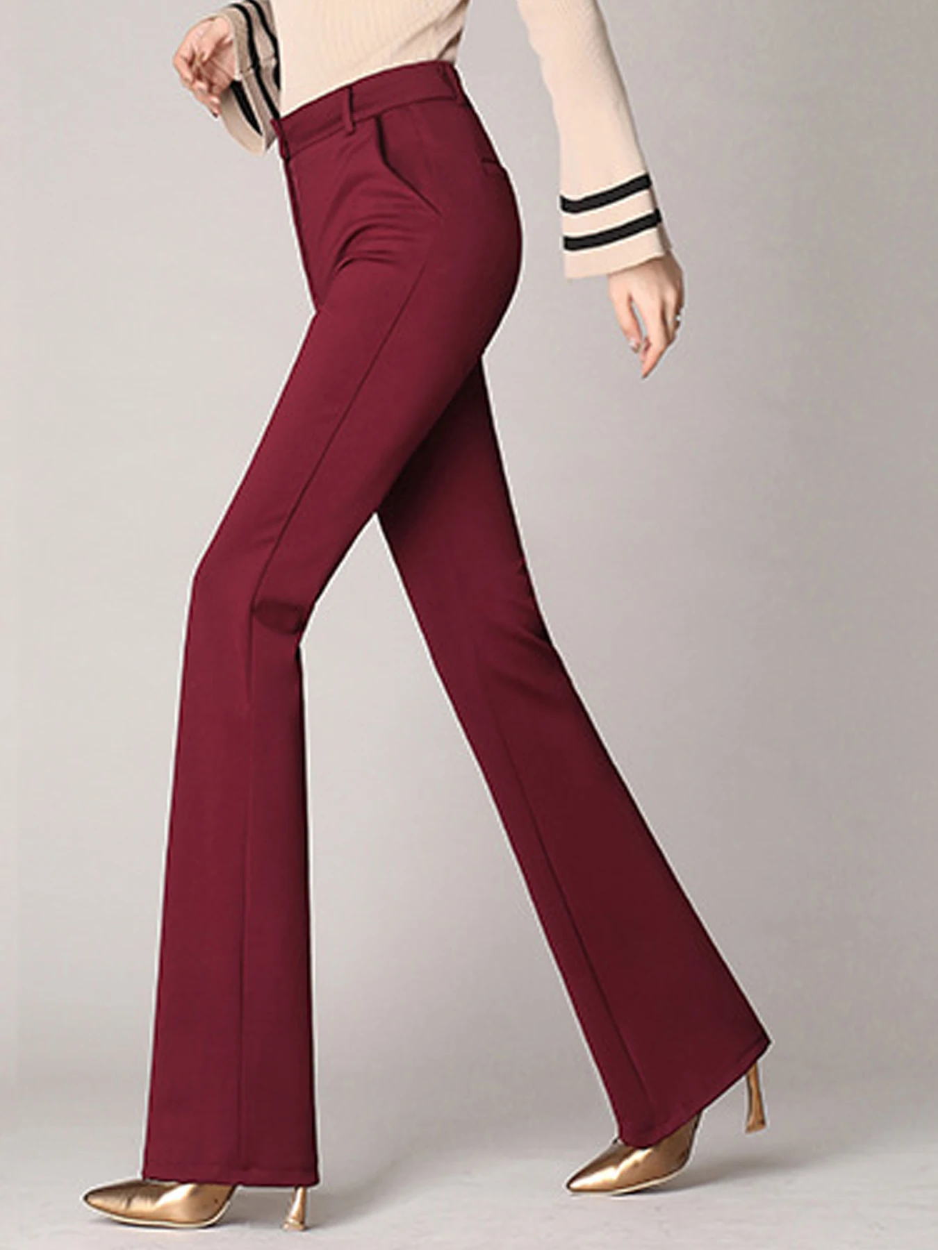 Damen Business Casual Hosen, Bequeme Bürokleidung mit Taschen, Elegante Regular Fit Arbeitshosen – Detail 13