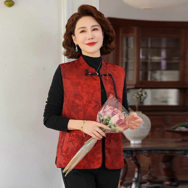 

New Chinese Sle Spring Outerwear Vest Mommy Clothes Middle-Aged And ly Women's Faionable Top Quali Polyester Fiber