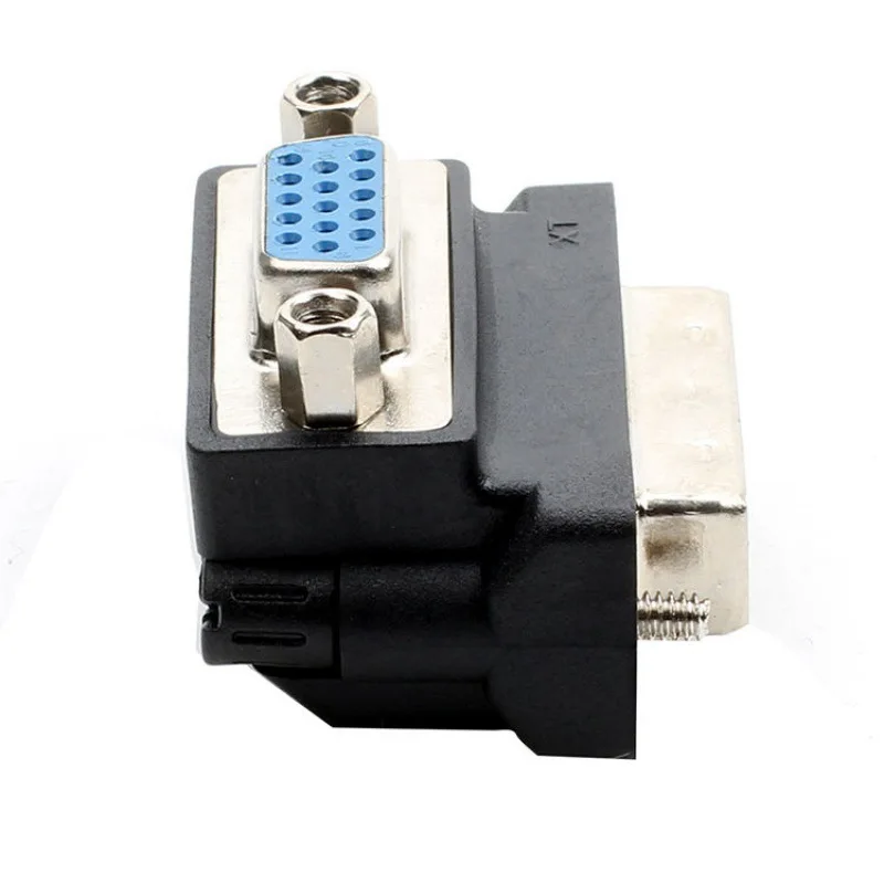 DVI-I 24 + 5 erkek VGA 15 Pin dişi 90 derece dik açı dönüştürücü adaptörü HD dönüştürücü adaptörü 15 Pin VGA DVI 24 + 5 adaptör