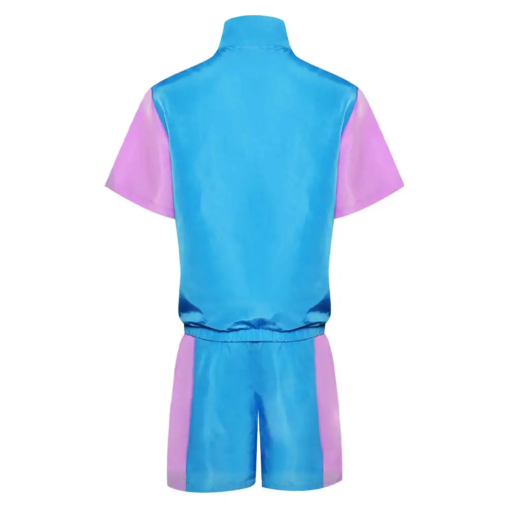 Unisex 80s 90s  Retro Hip HopTracksuit Windbreaker Cosplay Top and Jogger ShortPants Costume Halloween Roleplay Suit Female Male