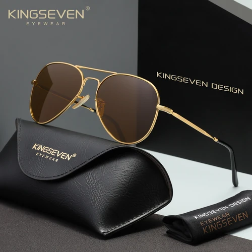 Imagen 2 del producto KINGSEVEN, gafas de sol piloto para hombre, montura de aleación polarizada, gafas UV400 para mujer, gafas Retro de lujo para hombre y mujer, gafas informales de verano para conducir