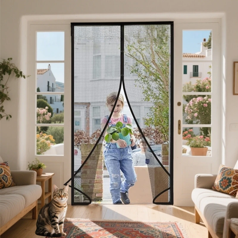 Magnetic Mosquito Net Door Curtains Fly Insect Screen Mesh for Mosquito Nets Living Rooms Kitchen Bedroom Doorway Curtain Summer