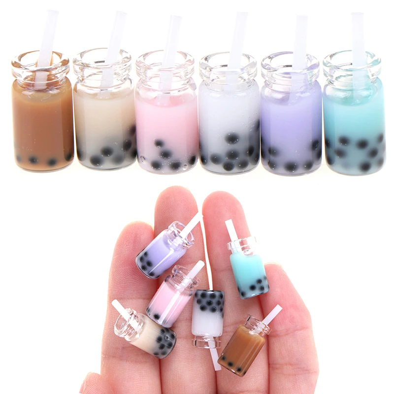 3Pcs 1:12 Miniature Milk Tea Cups Dollhouse Miniature Toys for Dollhouse House Decoration Collectible Mini Figurines
