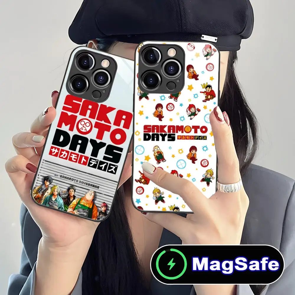 

Чехол для мобильного телефона Sakamoto Days для iPhone 17, 16, 15, 14, 13, 12, 11 Air Pro Max Plus Mini MagSafe, стеклянный красочный чехол, роскошный красивый чехол
